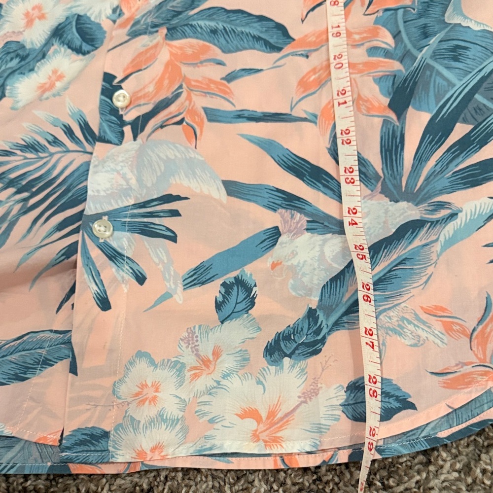 Bonobos Pink and Blue Tropical/Floral/Hawaiian Short Sleeve Button Up Shirt - Picture 4 of 5